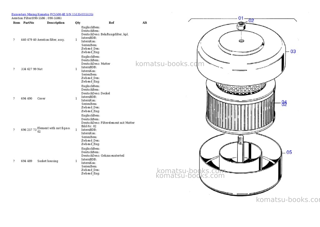 Komatsu pc5500-6e s/n 15135 Parts catalog cover Page 7