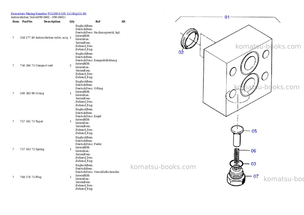 Komatsu pc5500-6 s/n 15136 Parts catalog cover Page 6 Komatsu pc5500-6 s/n 15136 Parts catalog cover Page 6