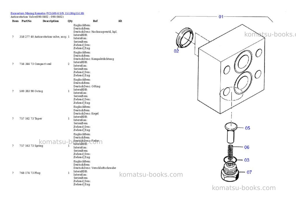 Komatsu pc5500-6 s/n 15138 Parts catalog cover Page 5 Komatsu pc5500-6 s/n 15138 Parts catalog cover Page 5