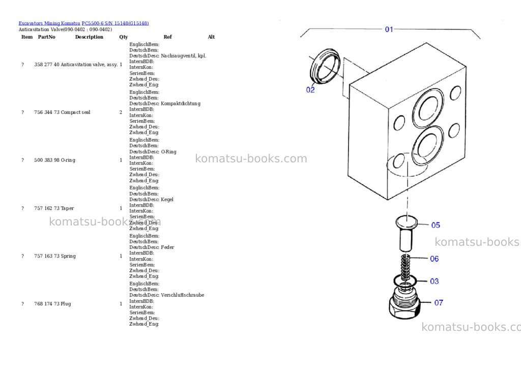 Komatsu pc5500-6 s/n 15148 Parts catalog cover Page 5 Komatsu pc5500-6 s/n 15148 Parts catalog cover Page 5