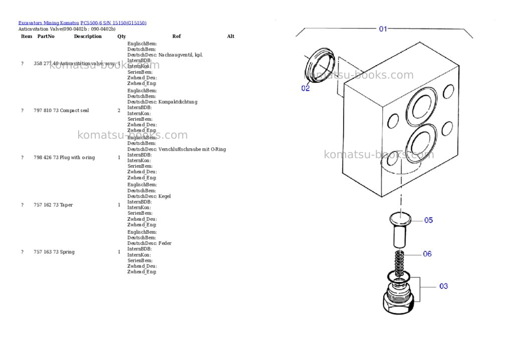 Komatsu pc5500-6 s/n 15150 Parts catalog cover Page 3 Komatsu pc5500-6 s/n 15150 Parts catalog cover Page 3