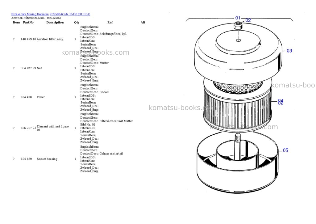 Komatsu pc5500-6 s/n 15151 Parts catalog cover Page 7