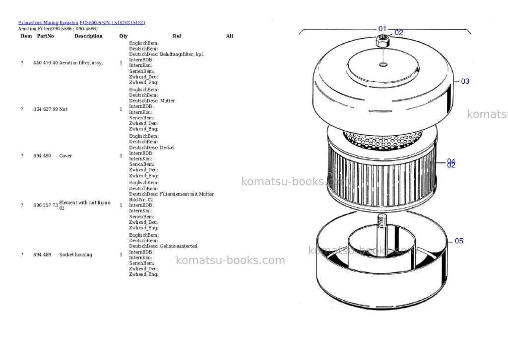Komatsu pc5500-6 s/n 15152 Parts catalog cover Page 8 Komatsu pc5500-6 s/n 15152 Parts catalog cover Page 8