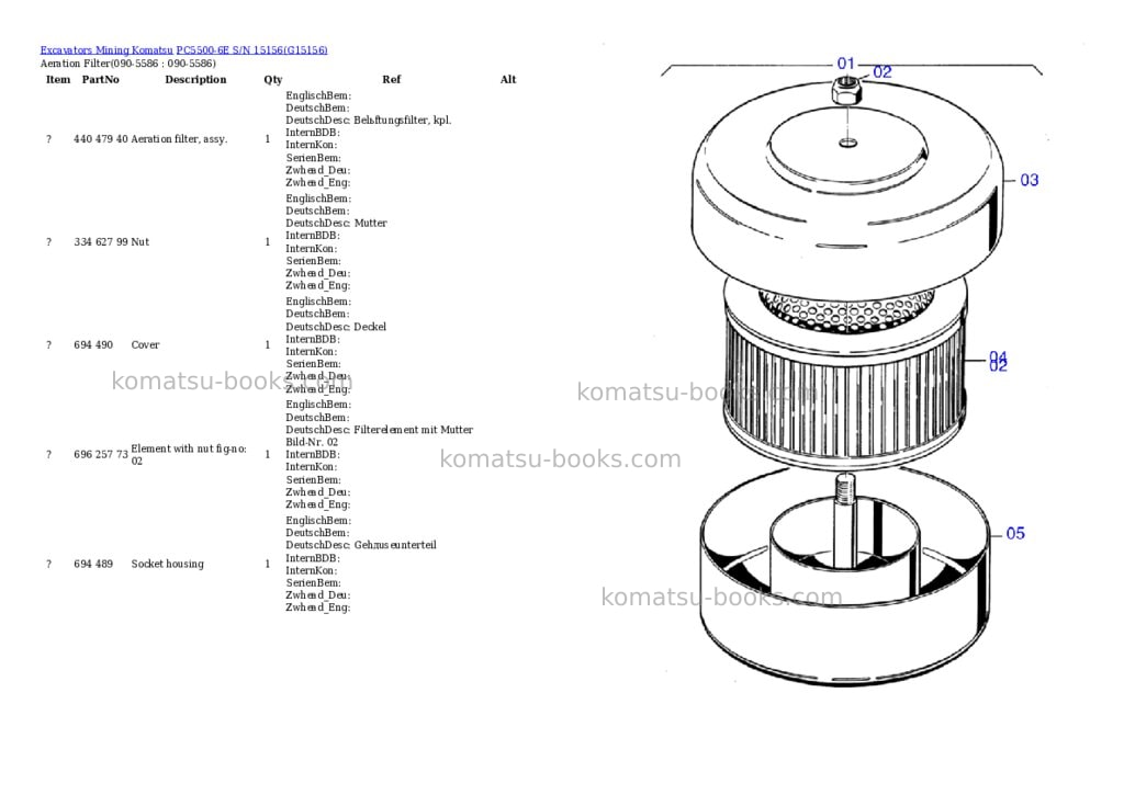 Komatsu pc5500-6e s/n 15156 Parts catalog cover Page 7 Komatsu pc5500-6e s/n 15156 Parts catalog cover Page 7