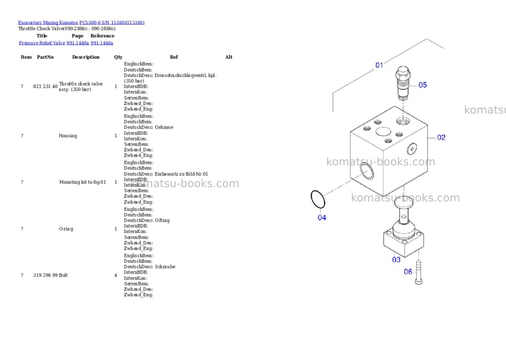 Komatsu pc5500-6 s/n 15160 Parts catalog cover Page 7 Komatsu pc5500-6 s/n 15160 Parts catalog cover Page 7