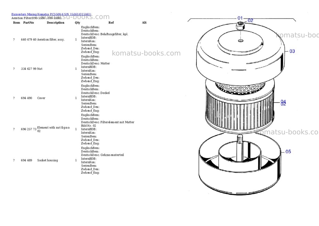 Komatsu pc5500-6 s/n 15161 Parts catalog cover Page 8 Komatsu pc5500-6 s/n 15161 Parts catalog cover Page 8