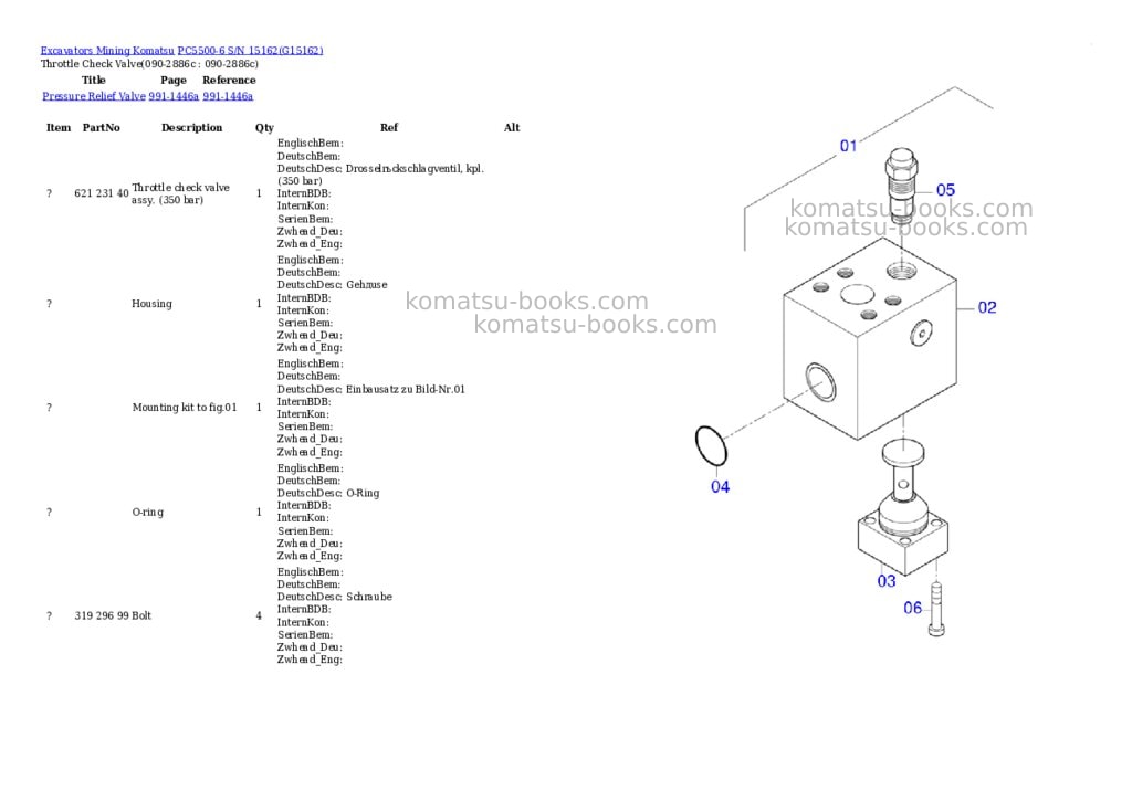 Komatsu pc5500-6 s/n 15162 Parts catalog cover Page 6 Komatsu pc5500-6 s/n 15162 Parts catalog cover Page 6