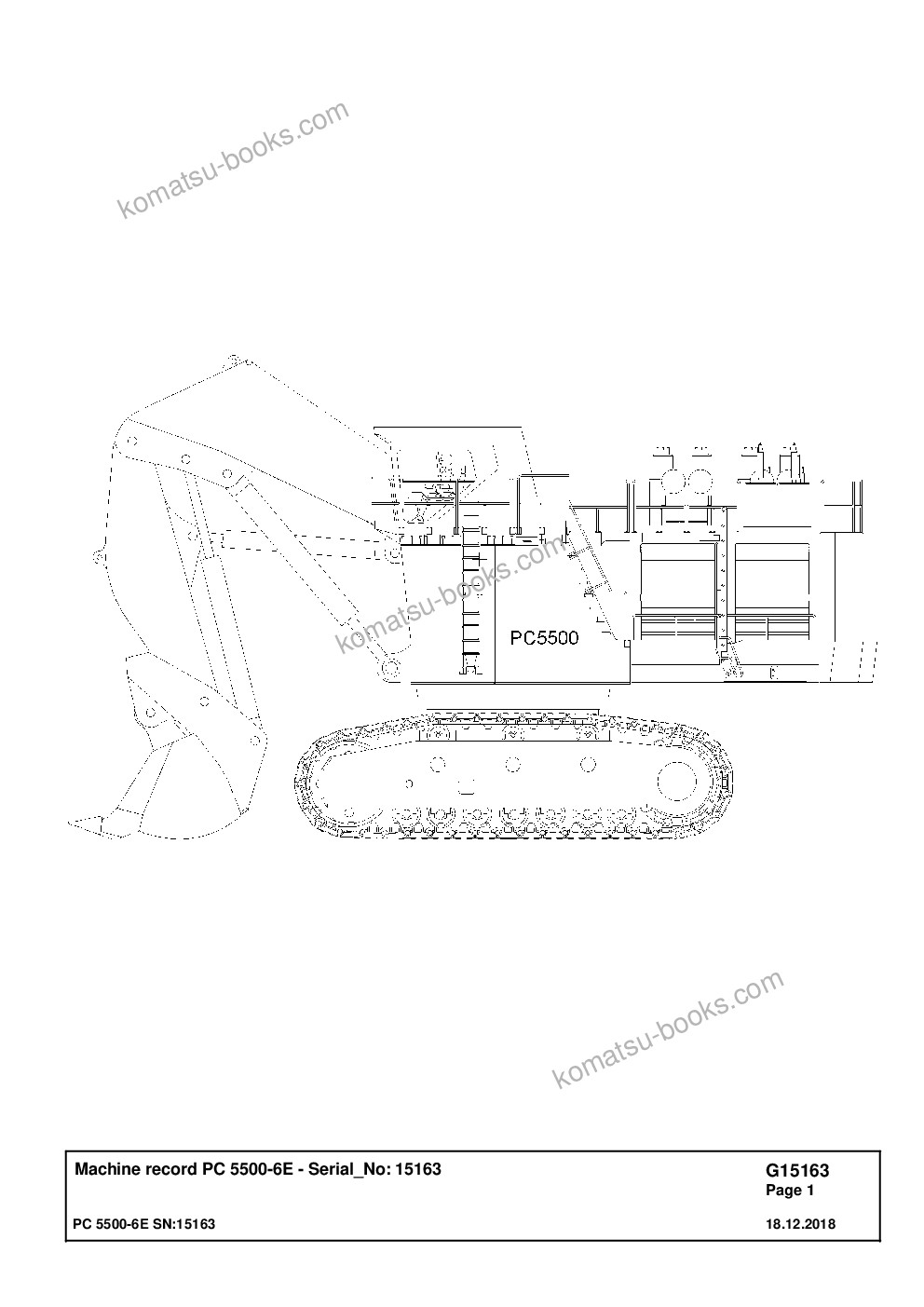 Komatsu PC5500-6 S/N 15163 Parts catalog cover Komatsu PC5500-6 S/N 15163 Parts catalog cover