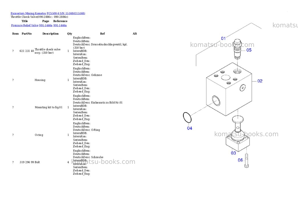 Komatsu PC5500-6 S/N 15168 Parts catalog cover Page 6 Komatsu PC5500-6 S/N 15168 Parts catalog cover Page 6