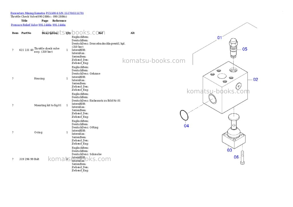 Komatsu PC5500-6 S/N 15170 Parts catalog cover Page 6 Komatsu PC5500-6 S/N 15170 Parts catalog cover Page 6