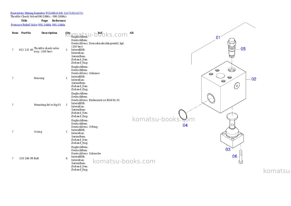 Komatsu PC5500-6 S/N 15171 Parts catalog cover Page 6 Komatsu PC5500-6 S/N 15171 Parts catalog cover Page 6