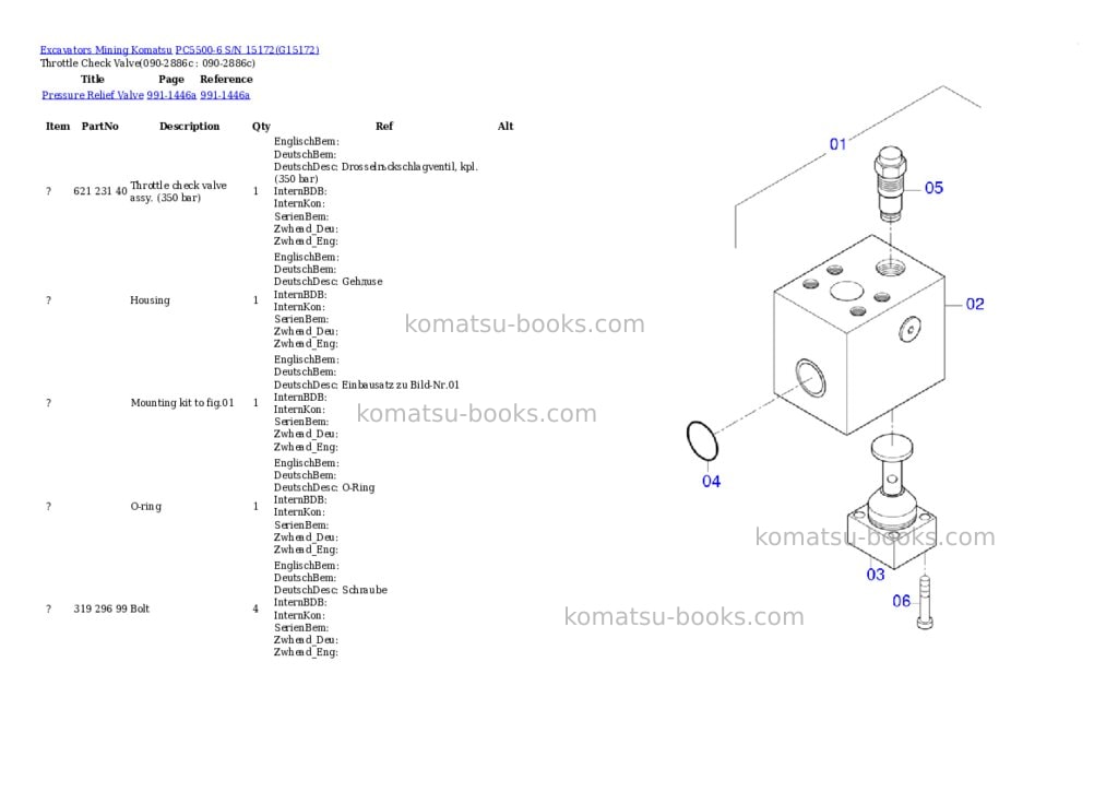 Komatsu PC5500-6 S/N 15172 Parts catalog cover Page 6 Komatsu PC5500-6 S/N 15172 Parts catalog cover Page 6