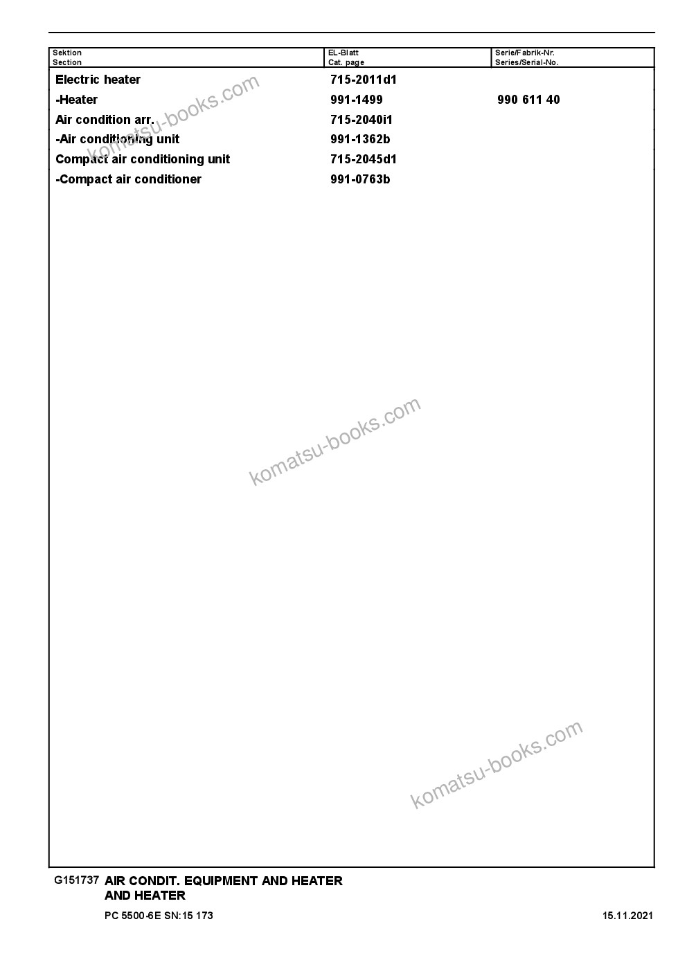 Komatsu PC5500-6E S/N 15173 Catálogo de piezas cover Page 10