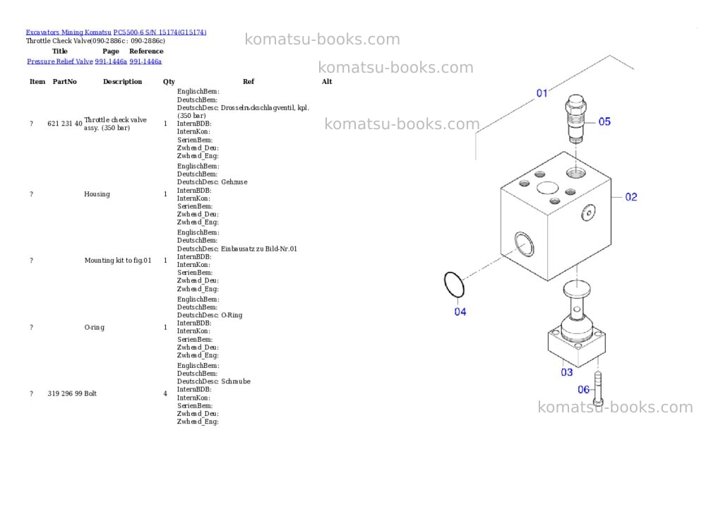 Komatsu PC5500-6 S/N 15174 Parts catalog cover Page 6 Komatsu PC5500-6 S/N 15174 Parts catalog cover Page 6