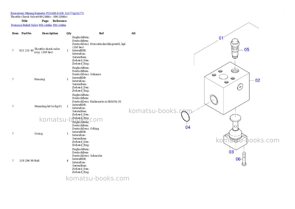 Komatsu PC5500-6 S/N 15177 Parts catalog cover Page 6 Komatsu PC5500-6 S/N 15177 Parts catalog cover Page 6