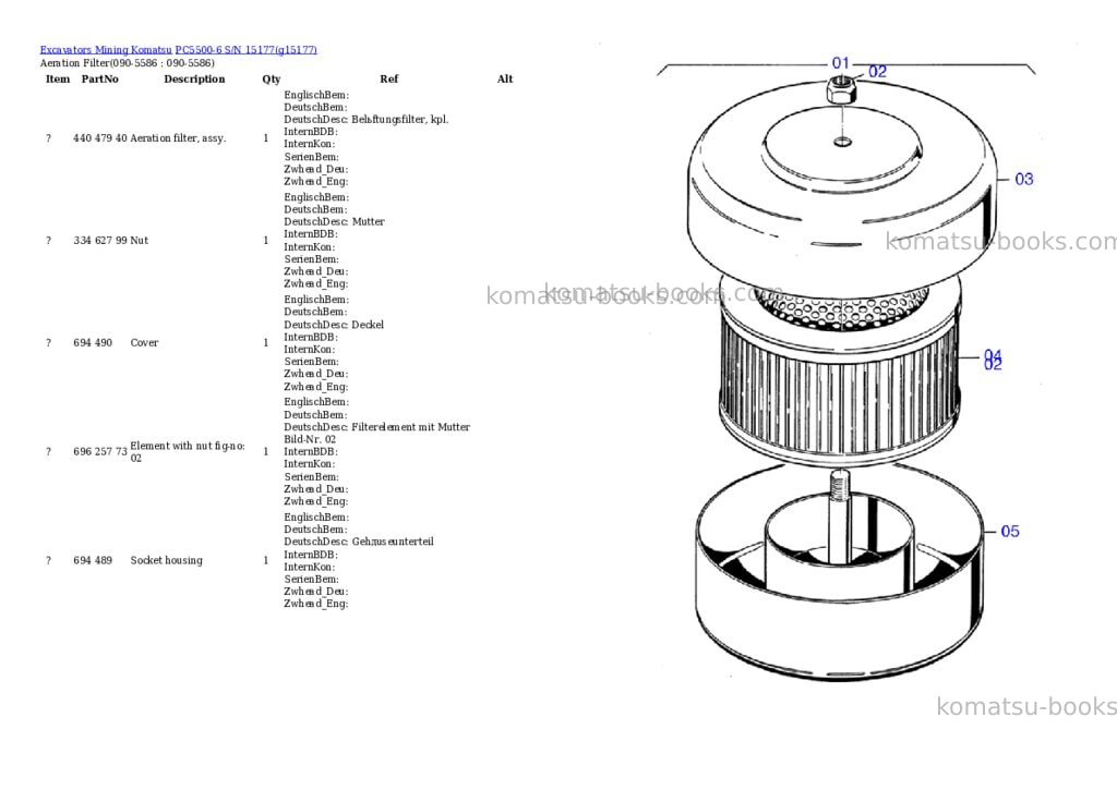 Komatsu PC5500-6 S/N 15177 Parts catalog cover Page 7 Komatsu PC5500-6 S/N 15177 Parts catalog cover Page 7