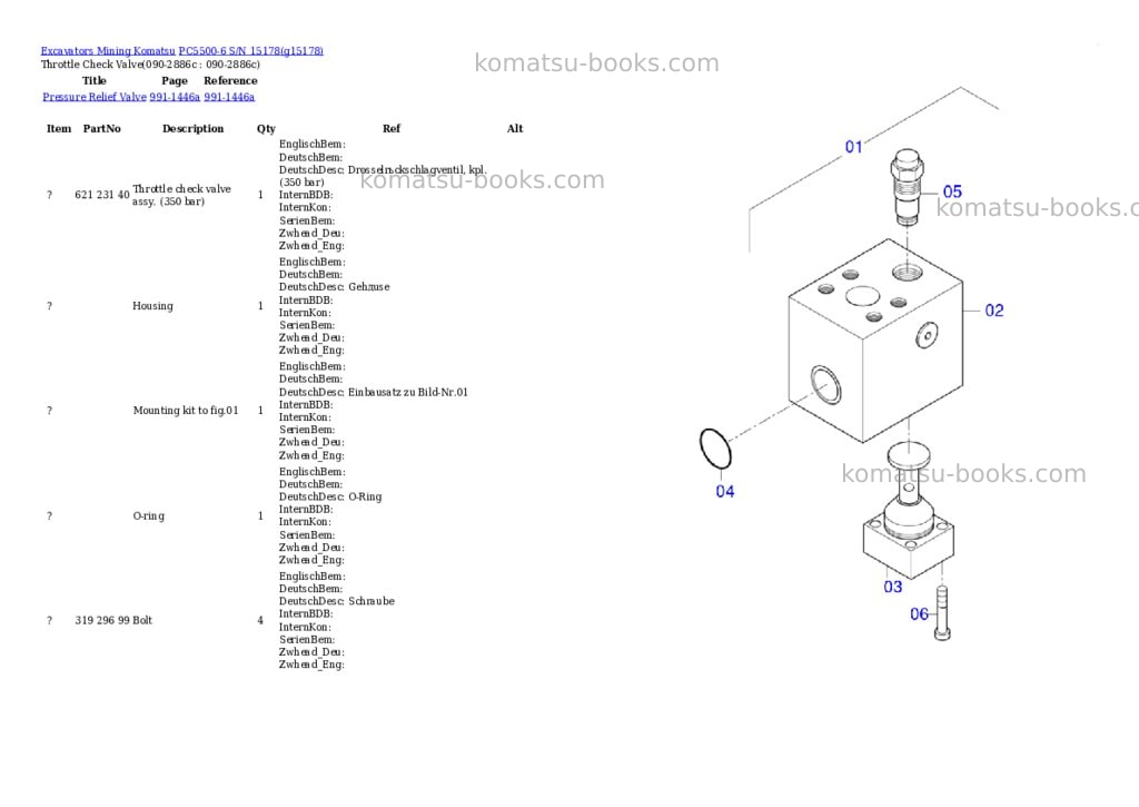 Komatsu PC5500-6 S/N 15178 Parts catalog cover Page 6 Komatsu PC5500-6 S/N 15178 Parts catalog cover Page 6