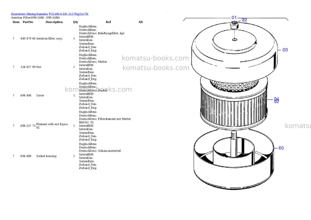Komatsu PC5500-6 S/N 15179 Parts catalog cover Page 7 Komatsu PC5500-6 S/N 15179 Parts catalog cover Page 7