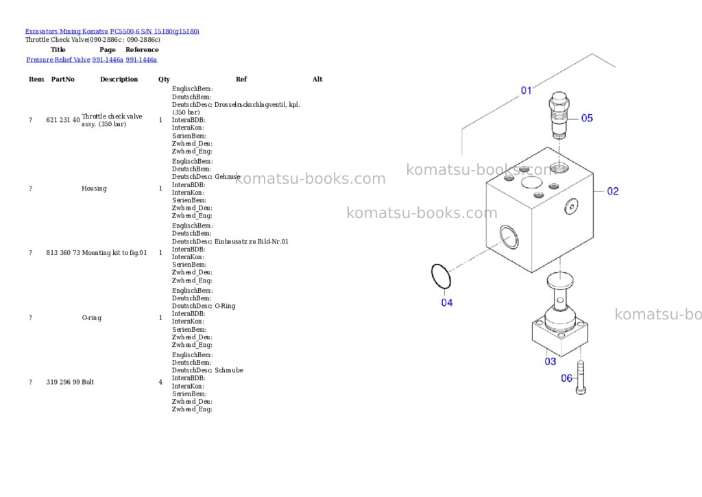 Komatsu PC5500-6 S/N 15180 Parts catalog cover Page 6 Komatsu PC5500-6 S/N 15180 Parts catalog cover Page 6