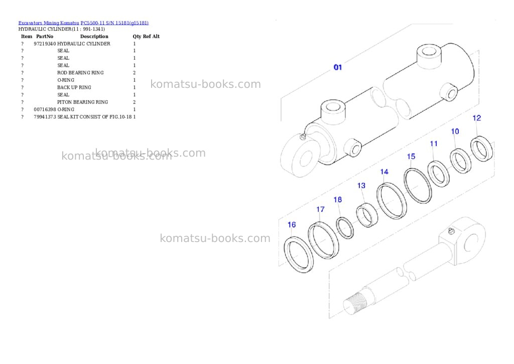 Komatsu PC5500-11 S/N 15181 Parts catalog cover Page 10 Komatsu PC5500-11 S/N 15181 Parts catalog cover Page 10
