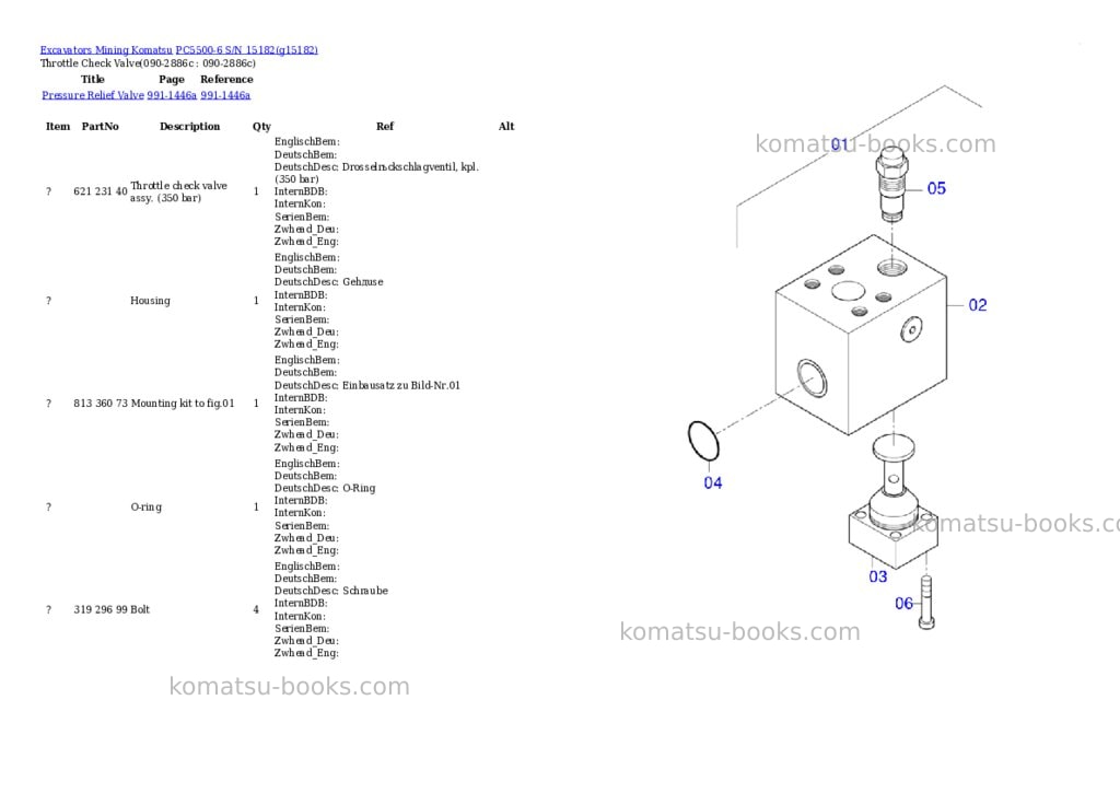 Komatsu PC5500-6 S/N 15182 Parts catalog cover Page 6 Komatsu PC5500-6 S/N 15182 Parts catalog cover Page 6