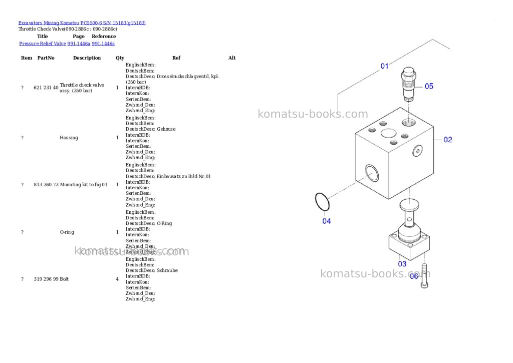 Komatsu PC5500-6 S/N 15183 Parts catalog cover Page 6 Komatsu PC5500-6 S/N 15183 Parts catalog cover Page 6