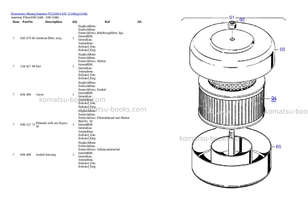 Komatsu PC5500-6 S/N 15184 Parts catalog cover Page 7 Komatsu PC5500-6 S/N 15184 Parts catalog cover Page 7