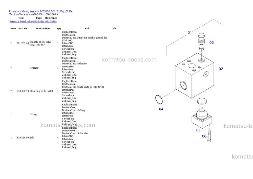 Komatsu PC5500-6 S/N 15185 Parts catalog cover Page 6 Komatsu PC5500-6 S/N 15185 Parts catalog cover Page 6