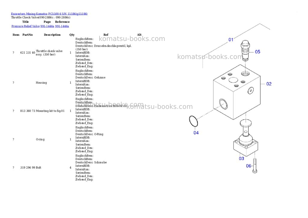 Komatsu PC5500-6 S/N 15186 Parts catalog cover Page 6 Komatsu PC5500-6 S/N 15186 Parts catalog cover Page 6