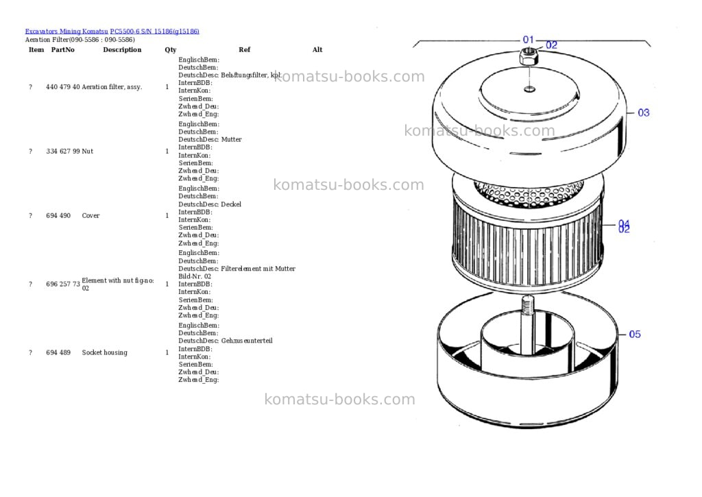 Komatsu PC5500-6 S/N 15186 Parts catalog cover Page 7 Komatsu PC5500-6 S/N 15186 Parts catalog cover Page 7
