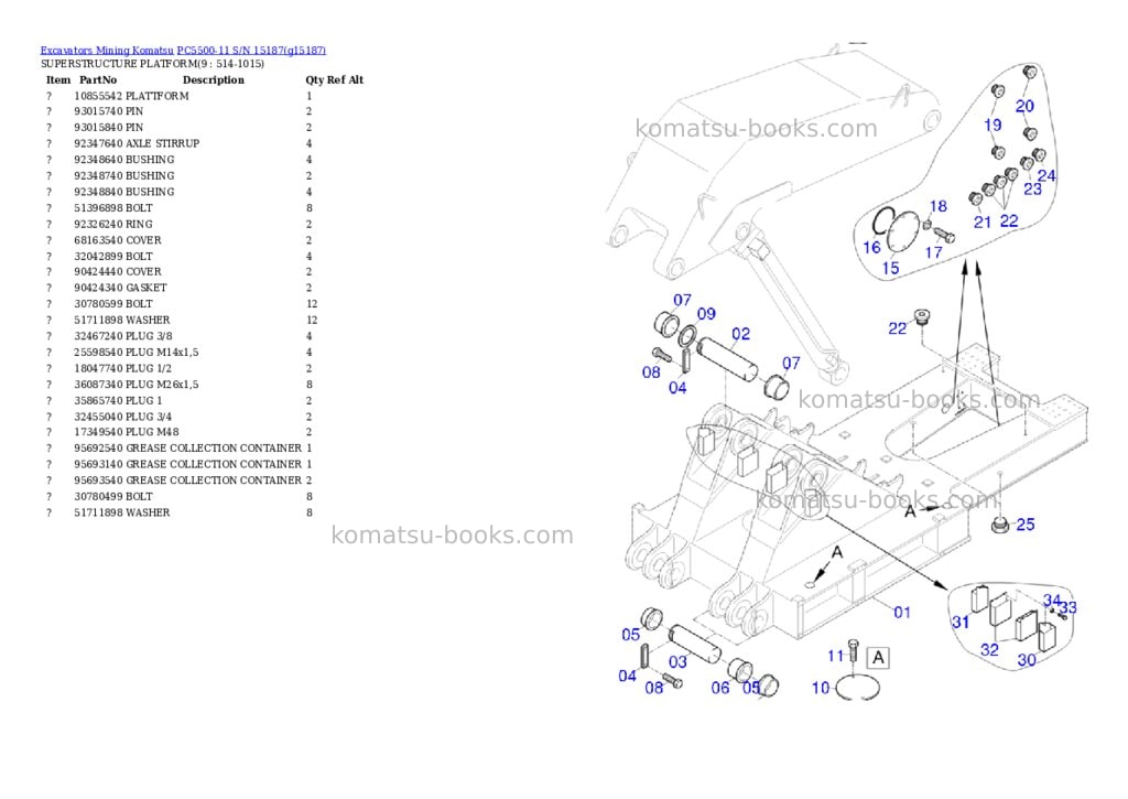 Komatsu PC5500-11 S/N 15187 Parts catalog cover Page 4 Komatsu PC5500-11 S/N 15187 Parts catalog cover Page 4