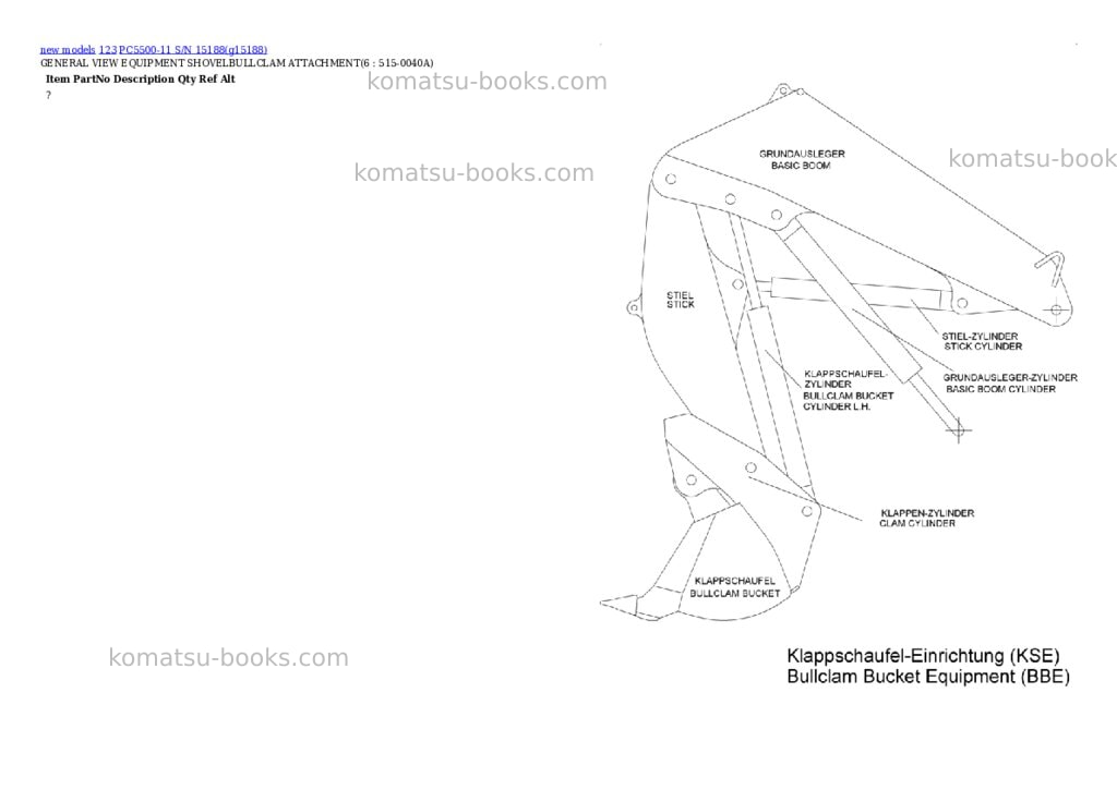 Komatsu PC5500-11 S/N 15188 Parts catalog cover Page 4 Komatsu PC5500-11 S/N 15188 Parts catalog cover Page 4