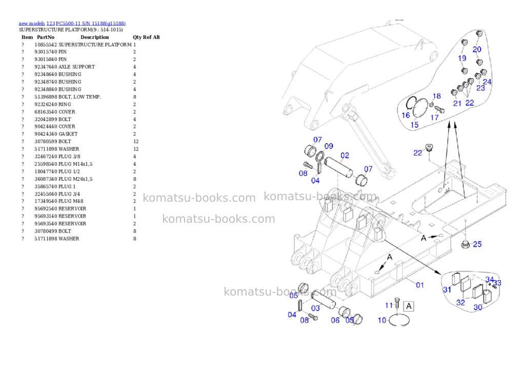 Komatsu PC5500-11 S/N 15188 Parts catalog cover Page 5 Komatsu PC5500-11 S/N 15188 Parts catalog cover Page 5