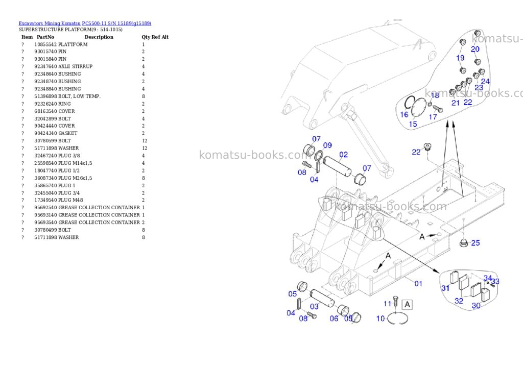 Komatsu PC5500-11 S/N 15189 Parts catalog cover Page 4 Komatsu PC5500-11 S/N 15189 Parts catalog cover Page 4