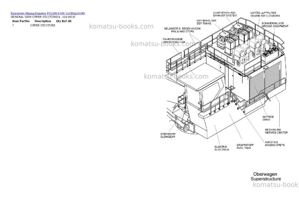 Komatsu PC5500-6 S/N 15190 Parts catalog cover Komatsu PC5500-6 S/N 15190 Parts catalog cover