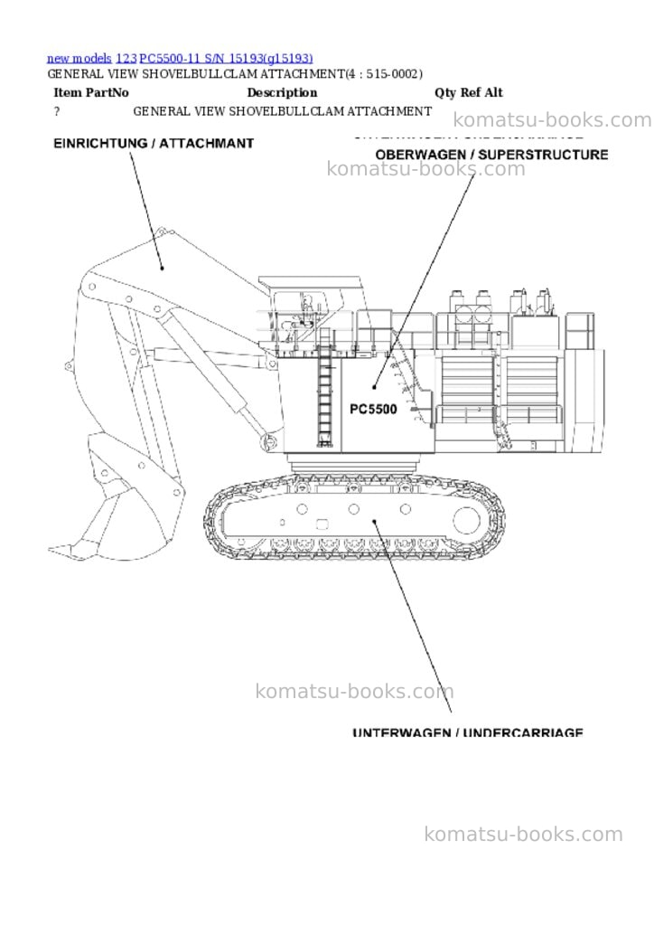 Komatsu PC5500-11 S/N 15193 Parts catalog cover Page 2