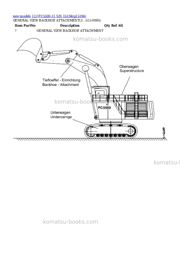 Komatsu PC5500-11 S/N 15194 Parts catalog cover Komatsu PC5500-11 S/N 15194 Parts catalog cover