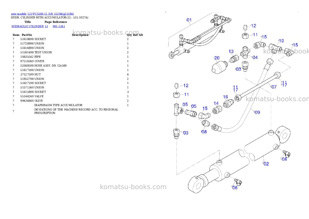Komatsu PC5500-11 S/N 15194 Parts catalog cover Page 10 Komatsu PC5500-11 S/N 15194 Parts catalog cover Page 10