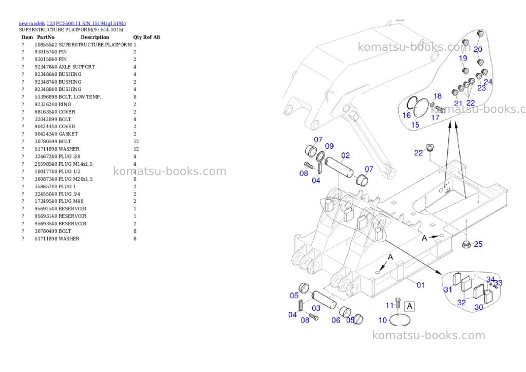 Komatsu PC5500-11 S/N 15194 Parts catalog cover Page 5 Komatsu PC5500-11 S/N 15194 Parts catalog cover Page 5