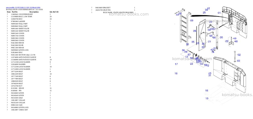 Komatsu PC5500-11 S/N 15194 Parts catalog cover Page 6 Komatsu PC5500-11 S/N 15194 Parts catalog cover Page 6