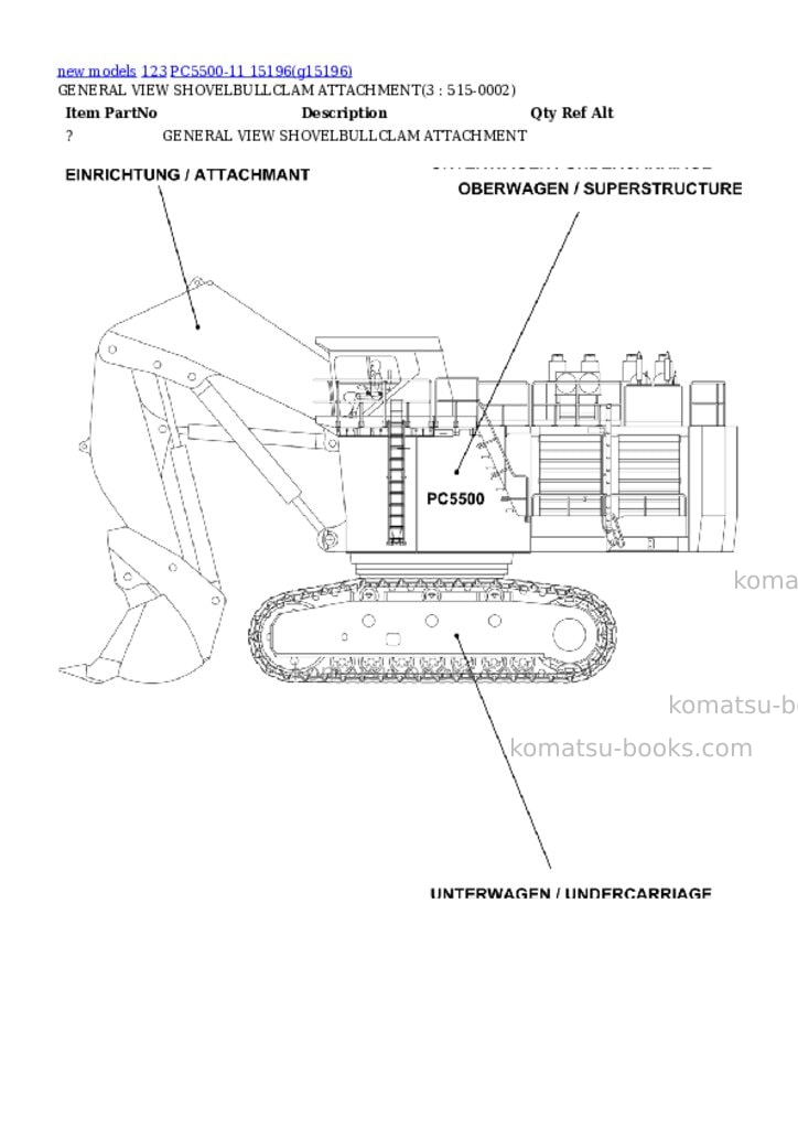 Komatsu PC5500-11 15196 Parts catalog cover