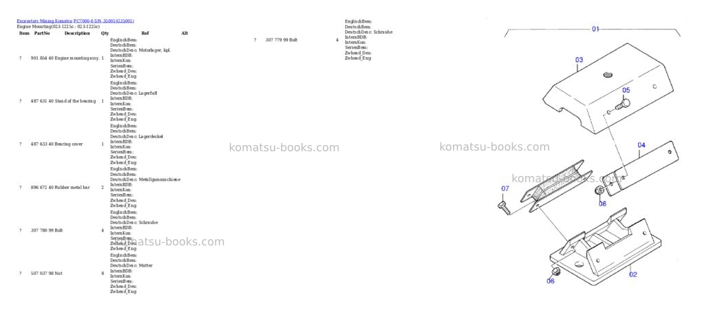 Komatsu pc7000-6 s/n 35001 Parts catalog cover Komatsu pc7000-6 s/n 35001 Parts catalog cover