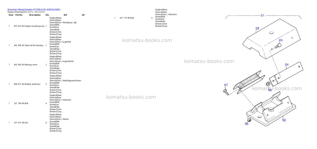 Komatsu pc7000-6 s/n 35002 Parts catalog cover Page 2 Komatsu pc7000-6 s/n 35002 Parts catalog cover Page 2