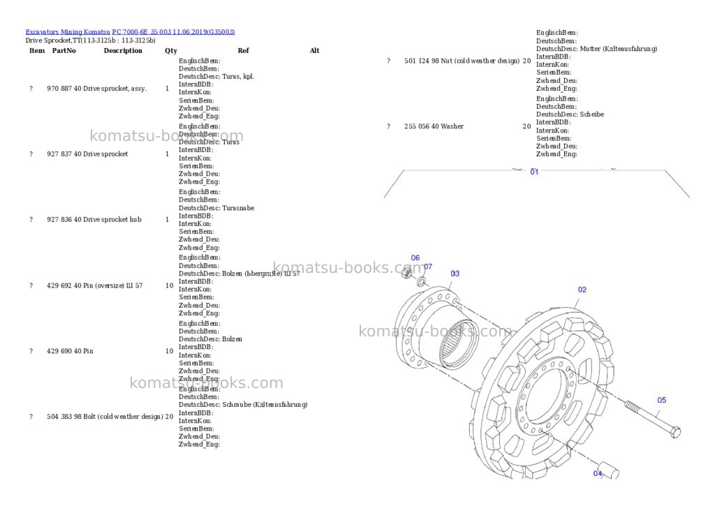 Komatsu PC 7000-6E 35 003 11.06.2019 Parts catalog cover Page 8 Komatsu PC 7000-6E 35 003 11.06.2019 Parts catalog cover Page 8
