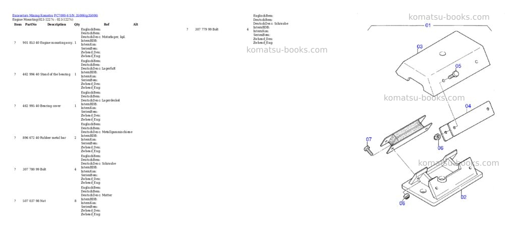 Komatsu PC7000-6 S/N 35006 Parts catalog cover Page 2 Komatsu PC7000-6 S/N 35006 Parts catalog cover Page 2