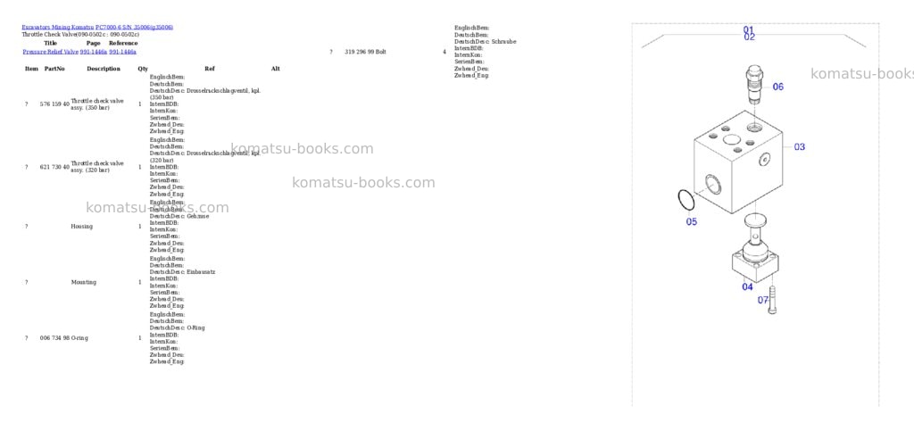 Komatsu PC7000-6 S/N 35006 Parts catalog cover Page 5 Komatsu PC7000-6 S/N 35006 Parts catalog cover Page 5