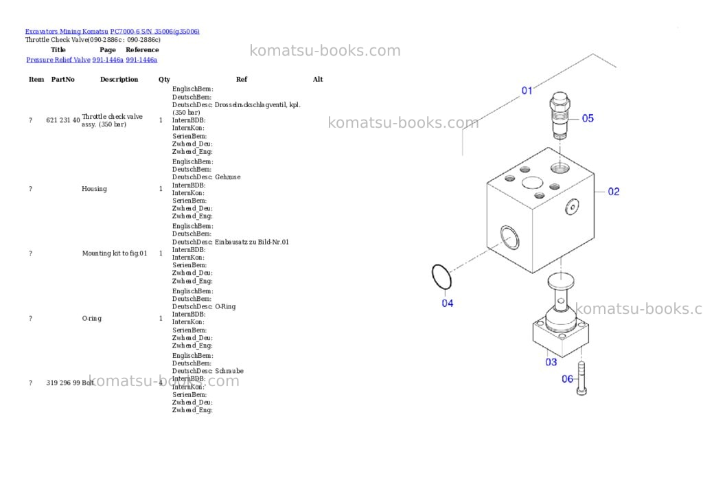 Komatsu PC7000-6 S/N 35006 Parts catalog cover Page 7 Komatsu PC7000-6 S/N 35006 Parts catalog cover Page 7