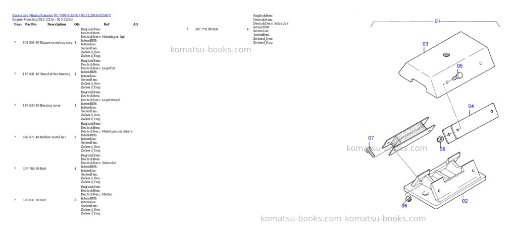 Komatsu PC 7000-6 35 007 05.11.2018 Parts catalog cover
