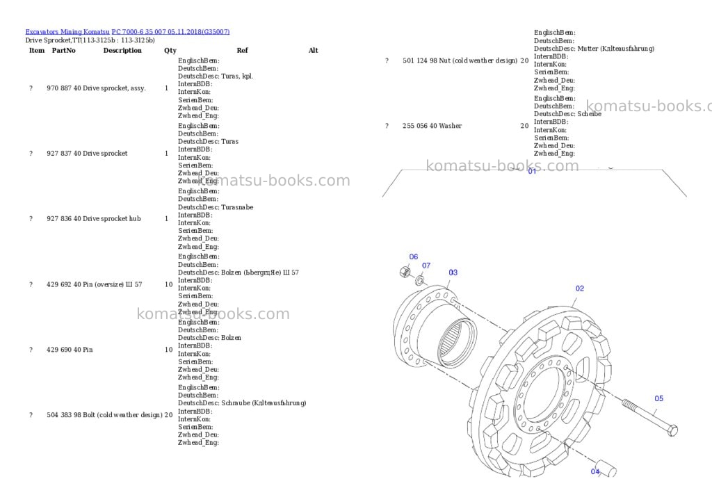 Komatsu PC 7000-6 35 007 05.11.2018 Parts catalog cover Page 10