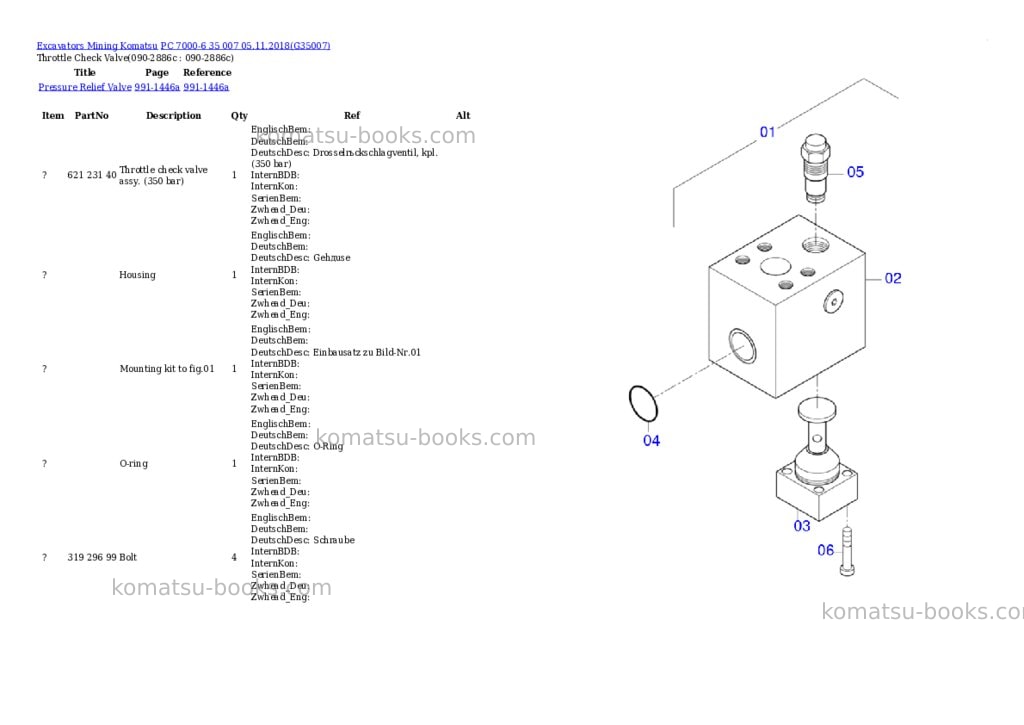 Komatsu PC 7000-6 35 007 05.11.2018 Parts catalog cover Page 6